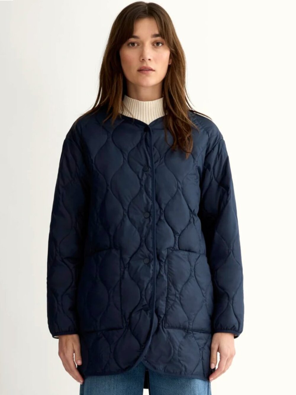 Everlane ReNew Quilted Mid Length Liner Jacket Insulated Blue Women's XXSmall